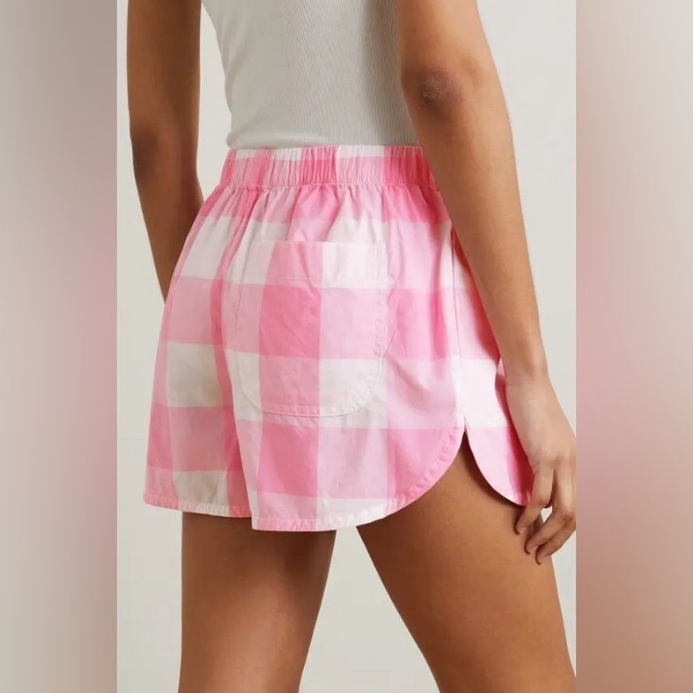 DENIMIST Checked Cotton Poplin Shorts - Pink Size Medium